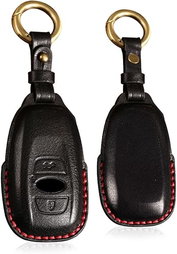 HIBEYO Funda de cuero para llavero de 3 botones compatible con Subaru Outback Ascent Forester Crosstrek Legacy Impreza Sv BRZ Xv WRX Trezia Levorg