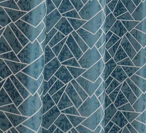 Image of Room Darkening Curtains for Door & Windows, Living Room, Bedroom, Eyelet, Parda, Printed, Pack of 2, Teal Blue, 4 x 8 Feet