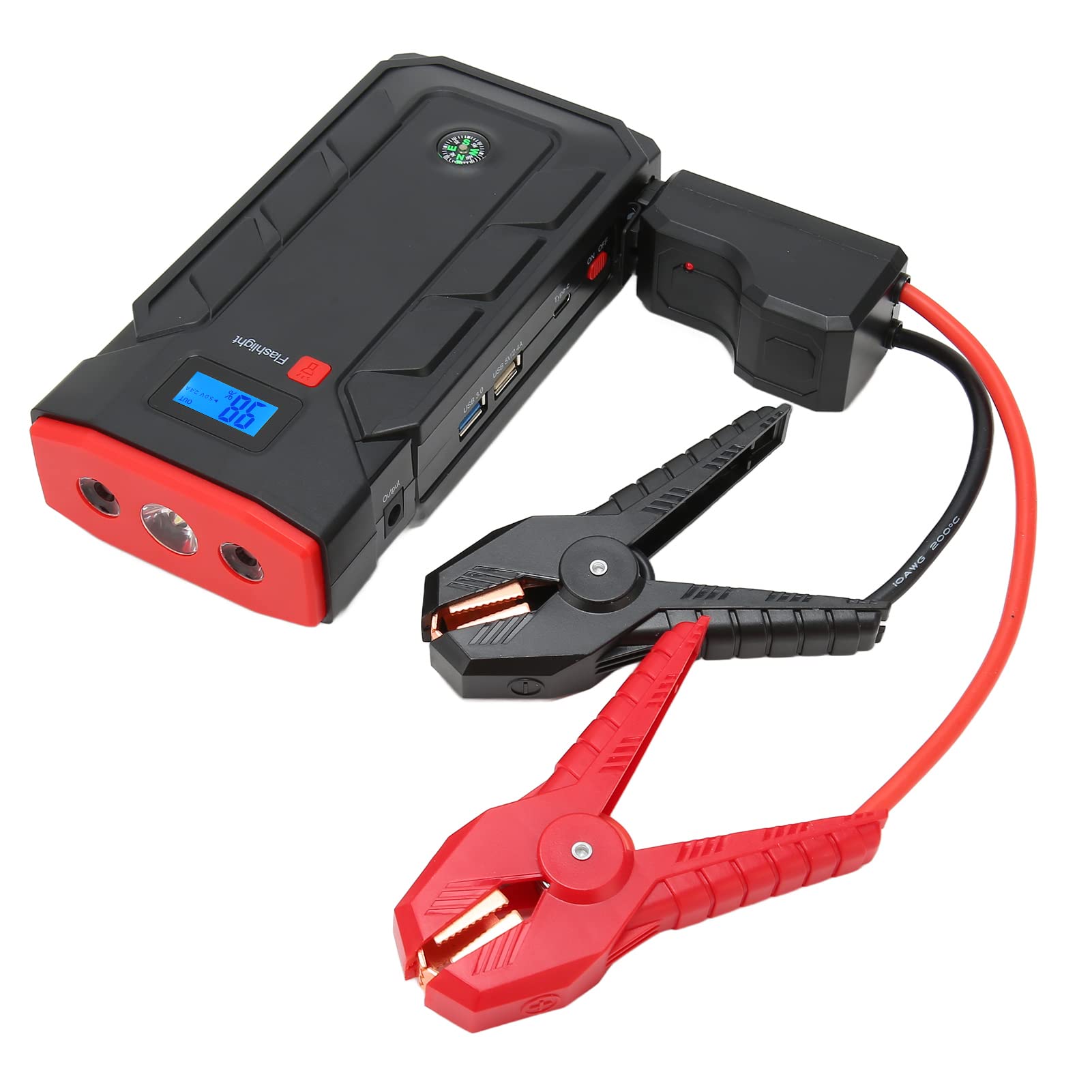 Avviatore di Emergenza per Auto Portatile, Funzione POS Avviatore di Emergenza per Auto con più Porte di Picco 2000A 100‑240 V per Motori Fino a 6,0 L per Auto (Spina UE)