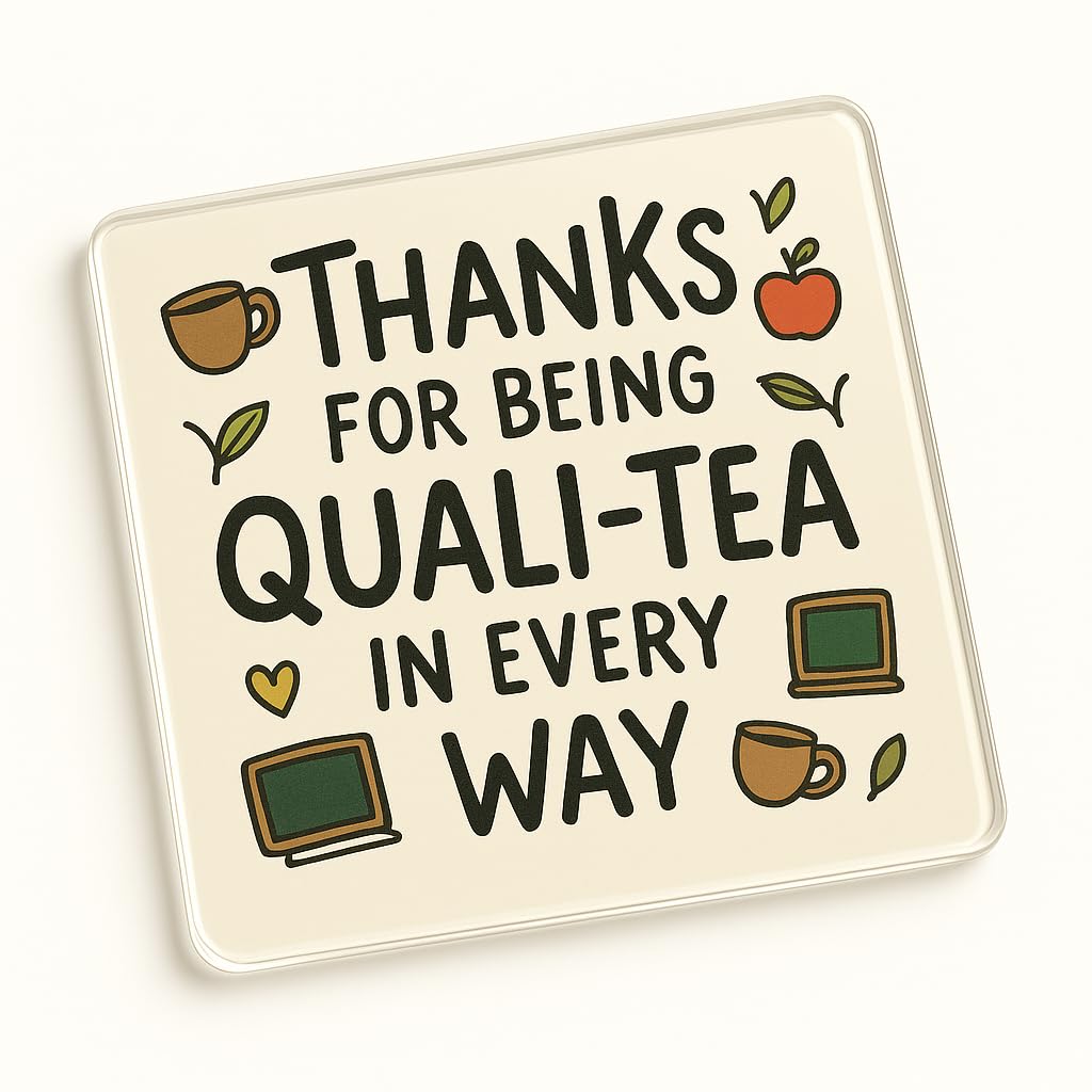 Funny Acrylic Coaster Gift for Teacher Appreciation - Whimsical Doodle Style Coffee Tea Desk Accessory - End of Term Thank You Present
