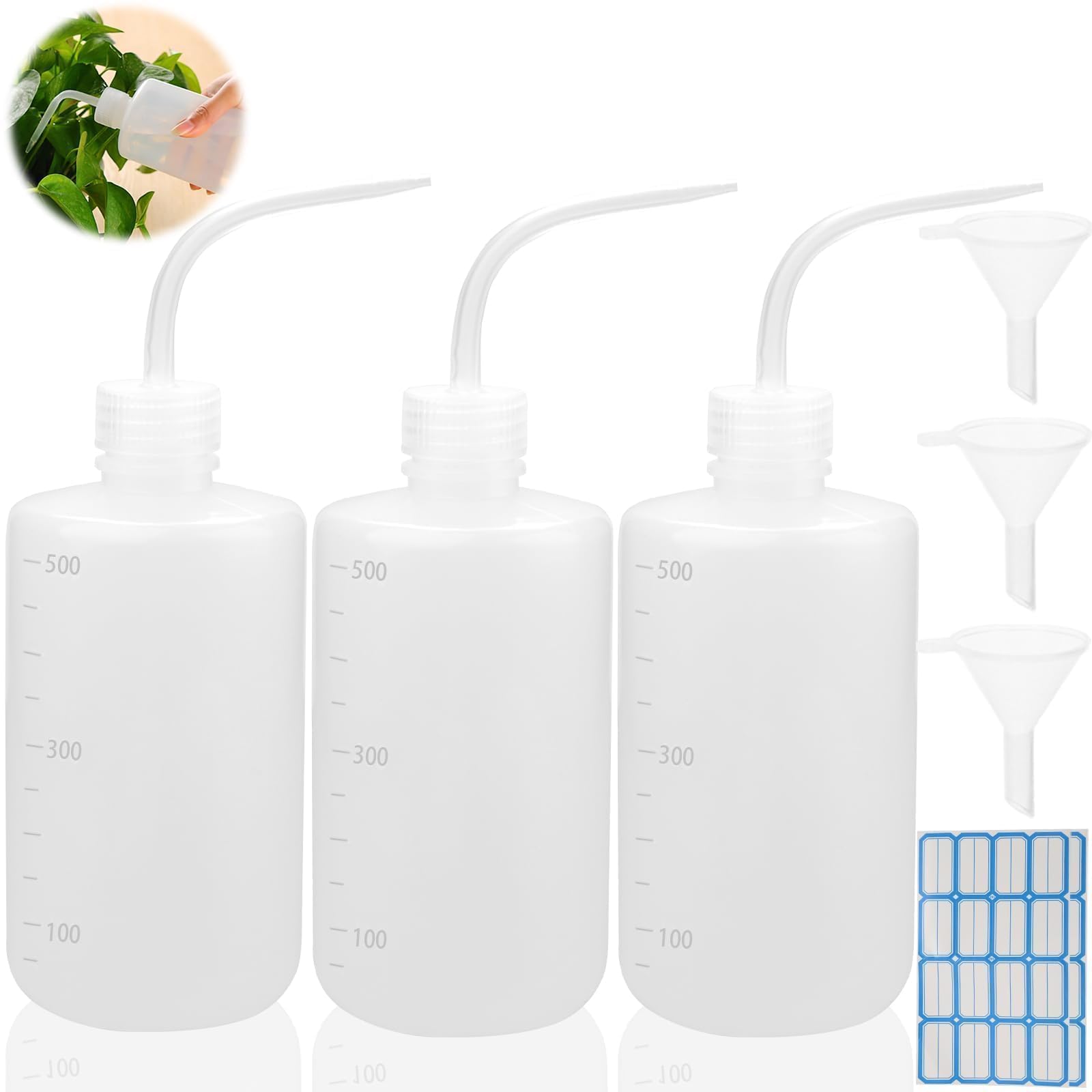 Dosing Bottle 500 ml Pack of 3 Spray Bottles 500 ml Laboratory Bottle Wash Bottle Squeeze Bottle 500 ml Squeeze Bottle Plastic Watering Bottle for Plant Watering Laboratory Cleaning Tattoo Wash