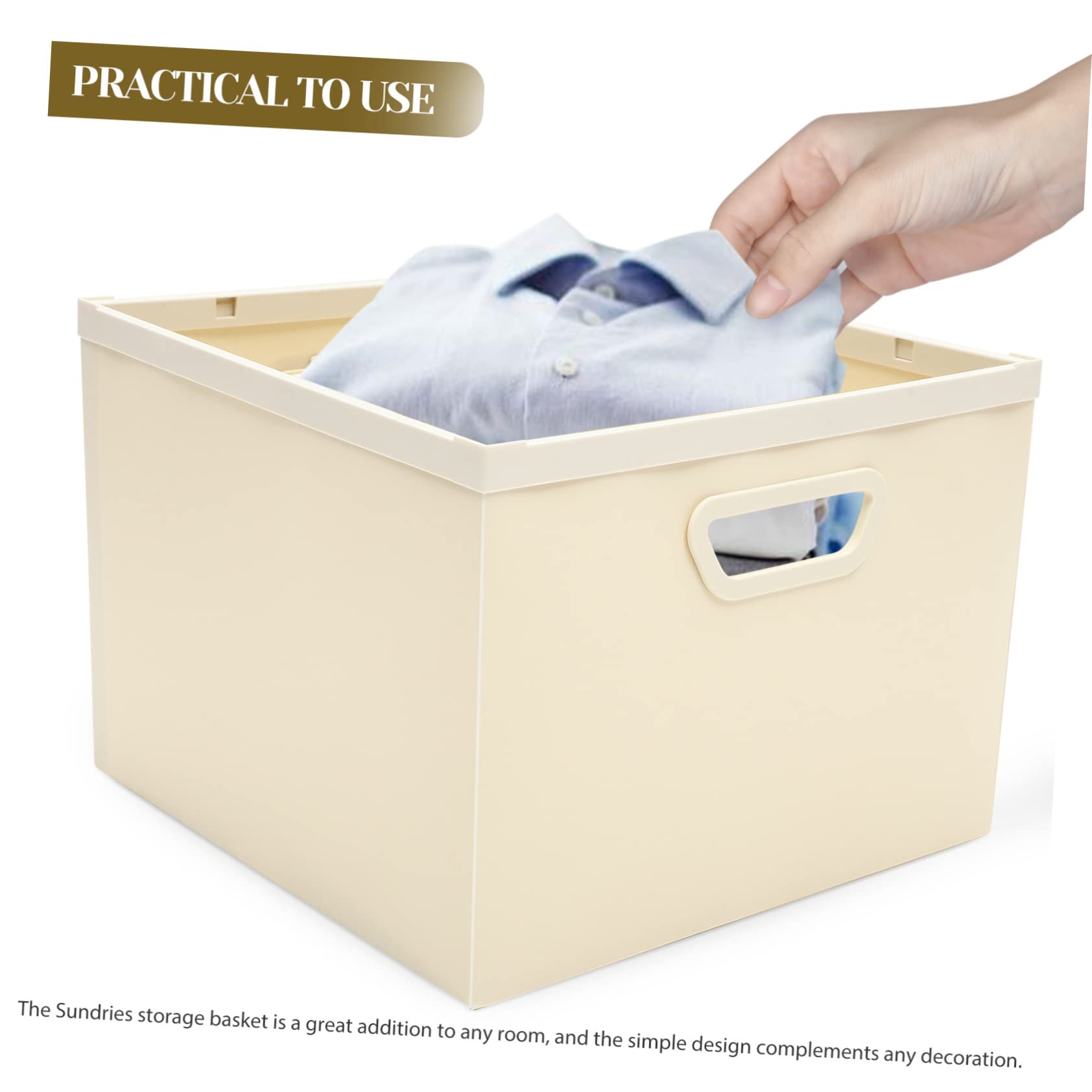 Cabilock Caja Organizadora de Escritorio Plegable de Pp con Asa Clara | Juguetes y Libros, Diseño Ahorrador de Espacio, Extracción Sencilla y Traslado Cómodo