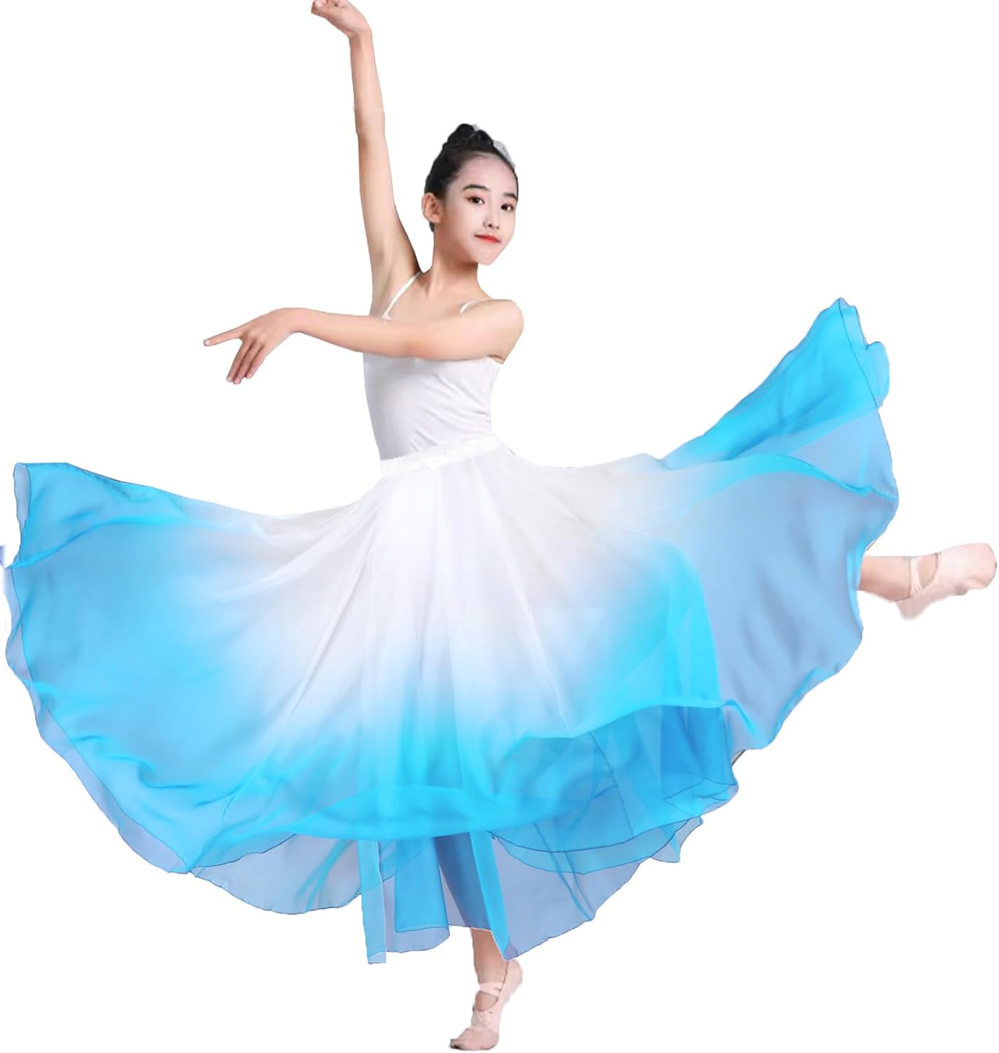 ORIDOOR 720 Degrees Tencel Wrap Dress Gradual Color Tencel Ballet Modern Dance Girl Performing Practice Skirt