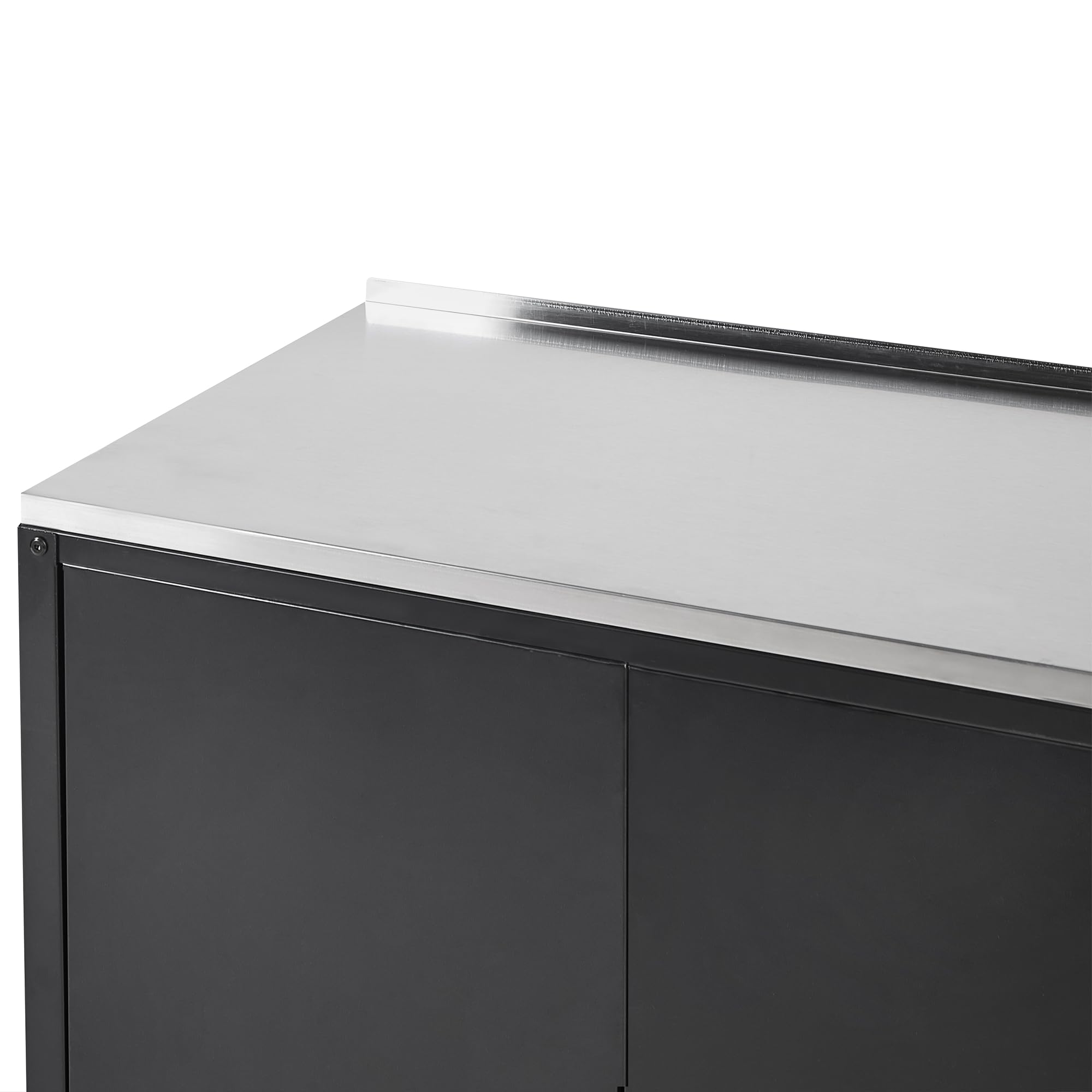 Beliani Armario de Metal Negro Plateado 90 cm Acero Inoxidable 2 Puertas Cocina Exterior Vilama