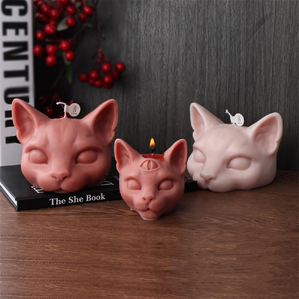Three-Eyed Cat Candle Mold, The Third Eye Silicone Mold for Soap Soy Wax DIY Handcraft, Kitty Epoxy Resin Mold for Party Home Wedding Decoration (Dog)