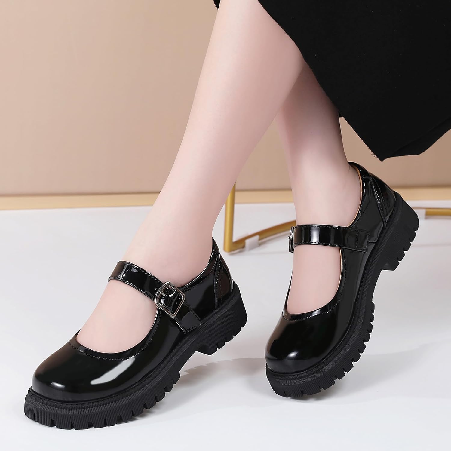 Mary Jane Shoes Women Platform Mary Janes for Women Ladies Chunky Maryjane Flats Non Slip Shoe Dress Casual Comfortable School Shoes - Image 3