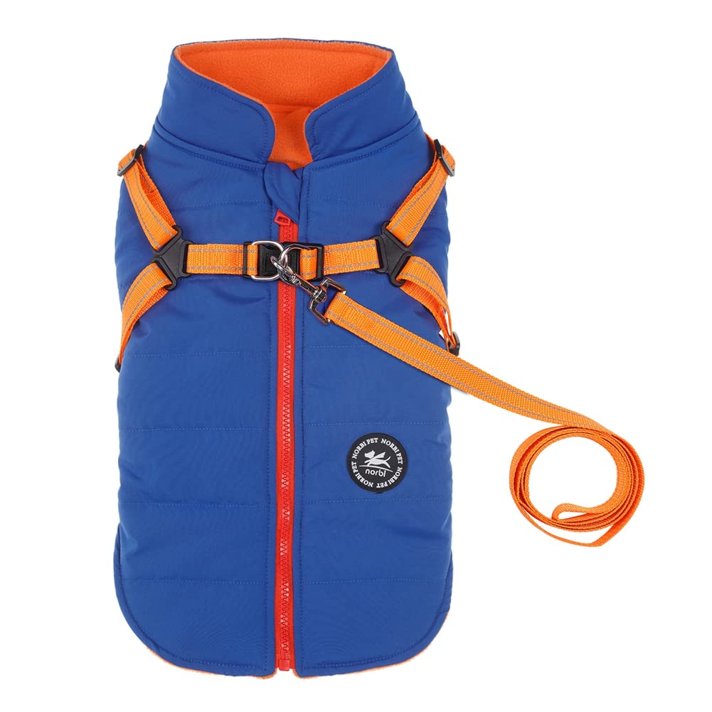 Norbi Pet Warm Jacket Small Dog Vest Harness Wih Leash Puppy Winter 2 in 1 Outfit Cold Weather Coat