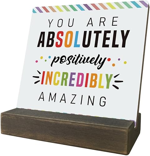 Miniatura 1 de Letreros inspiradores de placa con texto en inglés You are Amazing Inspiration, Dedicated Incredible Apprecied, placa de madera con soporte,