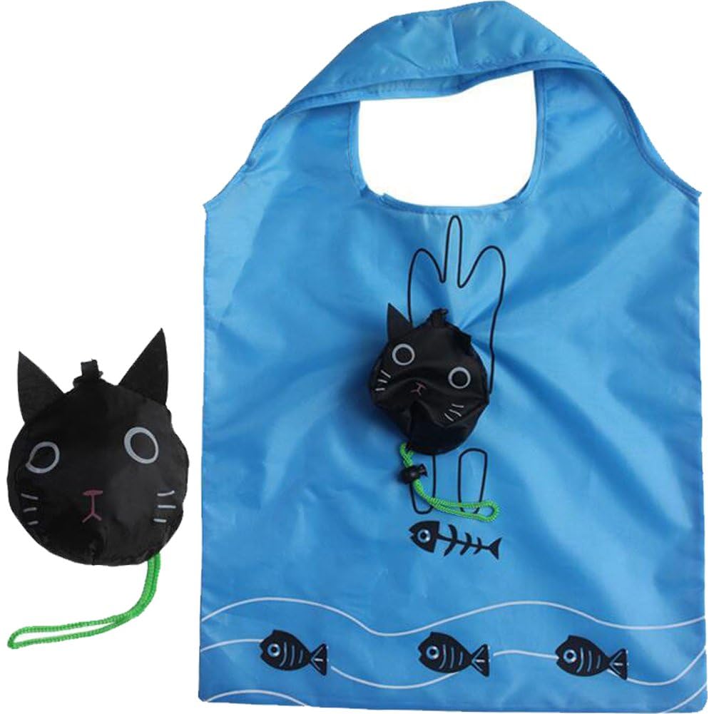 Fituenly Cute Animal Prints Reusable Grocery Shopping Tote Bags Folding Pouch Storage Bags Convenient Grocery Bags for Shopping Travel