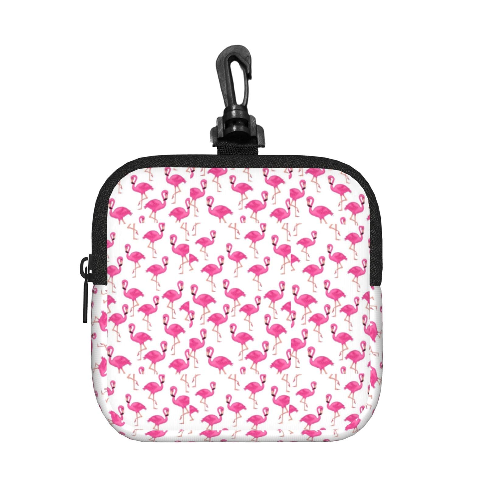 Ercgad Unisex Black Red Flamingo Print Square Storage Bag Travel Toiletry Cosmetic Organizer Pouch Lightweight Reusable