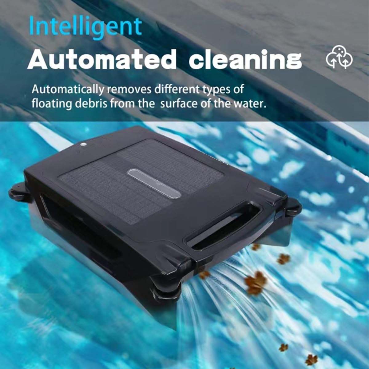 Pool Cleaner Robot,Automatic Pool Skimmer Cleaner Robot,Solar Pool Skimmer Basket Cleaner Robotic with Automatic Obstacle Avoidance Dual Charging Options,80㎡ 450um,for Home Use