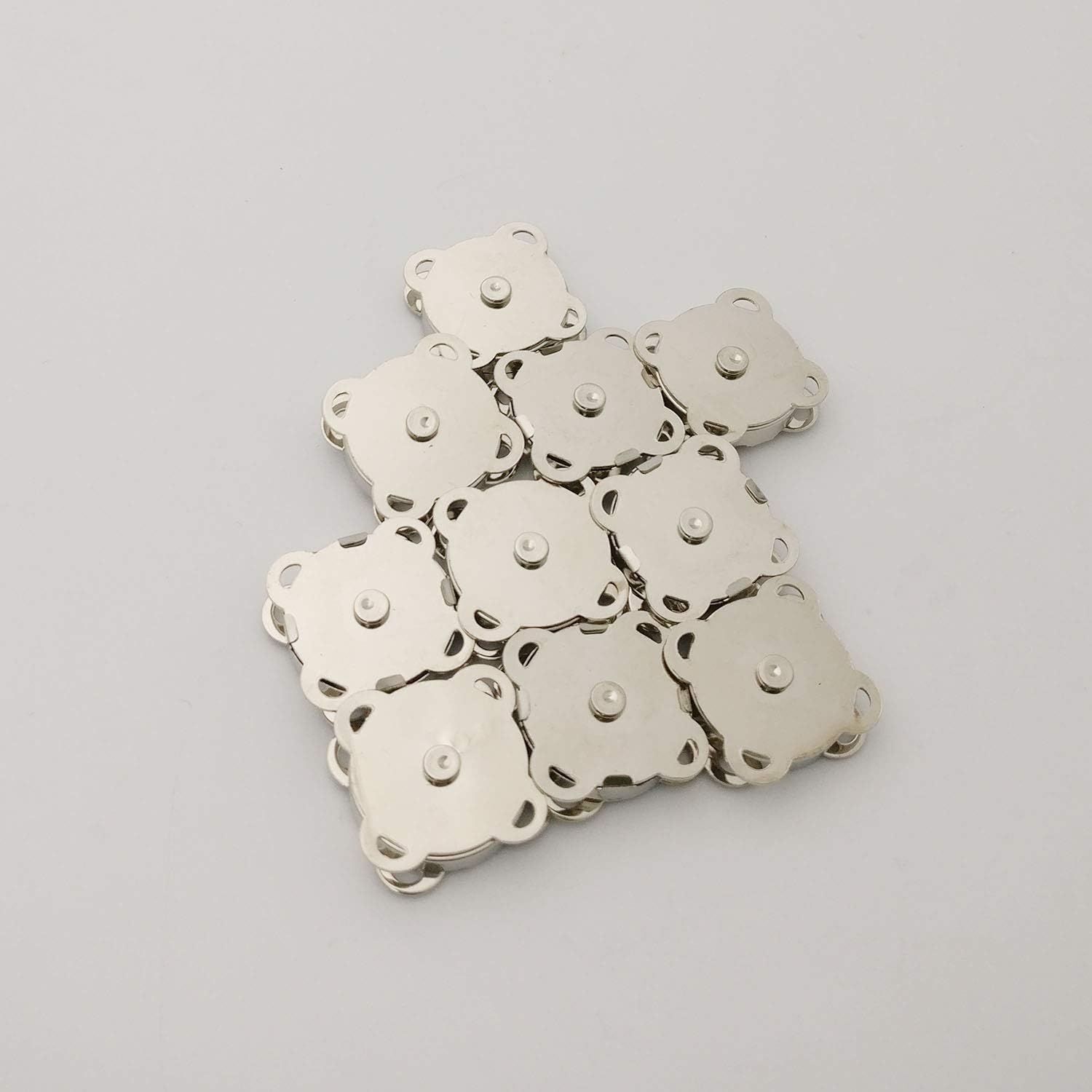 15 Sets 18mm Sew in Magnetic Purse Snap Clasps Button Bag Clasps Plum Blossom Bag Button Great for Closure Purse Handbag Clothes Sewing Craft No Tools Required (Silver) image 4