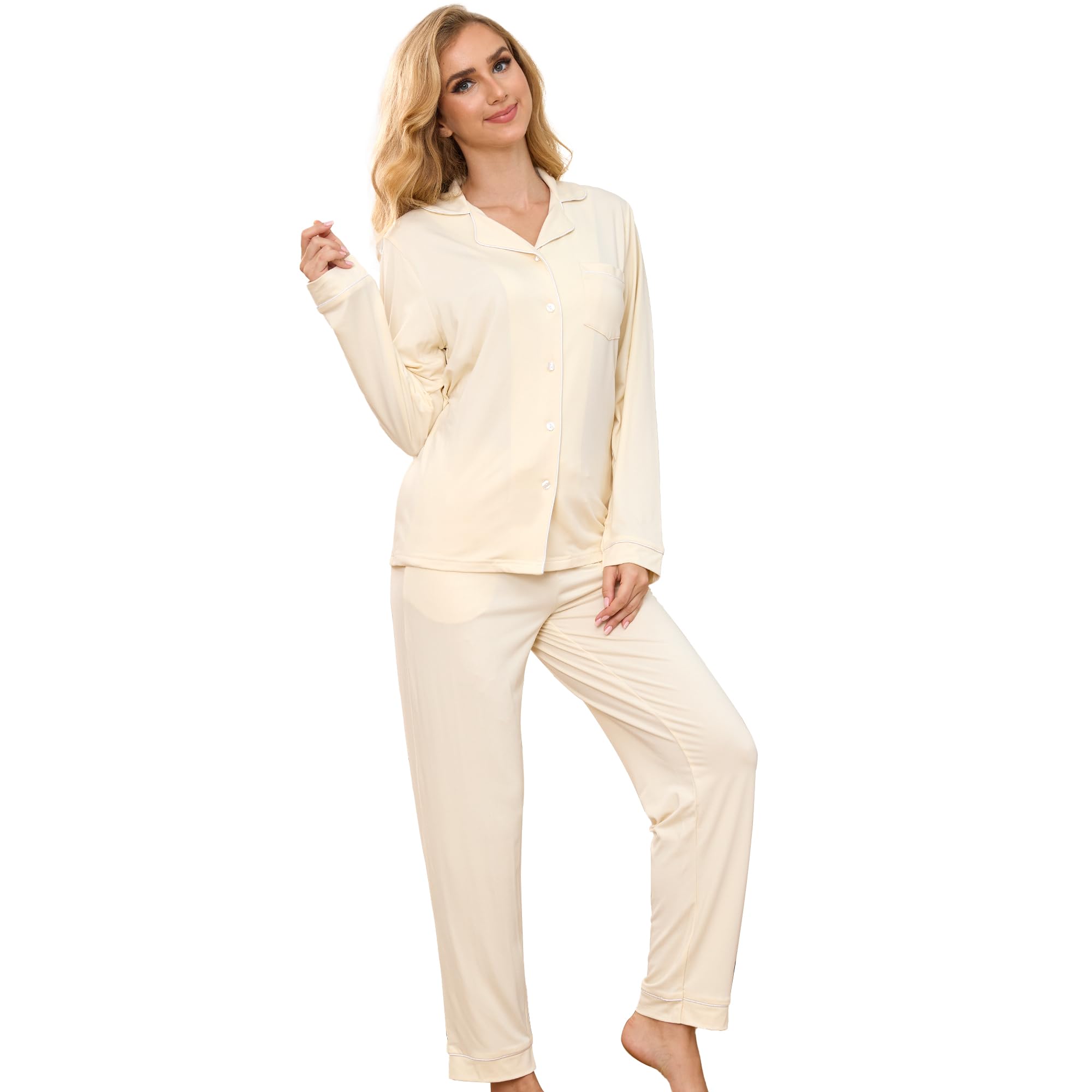 PJGGZ Matching Pajamas for Couples, Button Up Pjs Set for Men and Women Soft Warm Loungewear