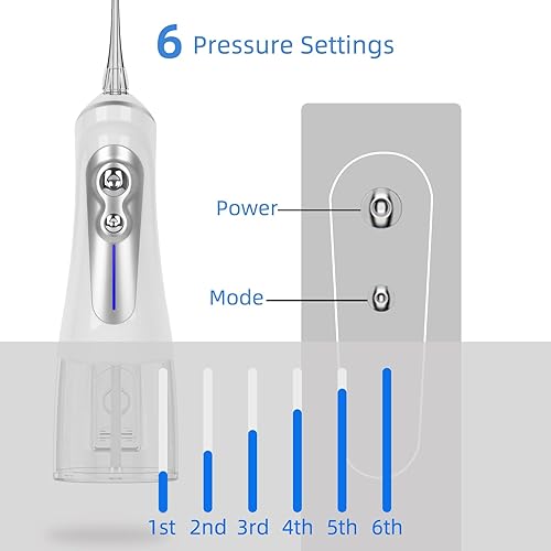 Miniatura 2 de NBGRLVS Irrigador dental de agua inalámbrico para limpieza de púas de dientes, potente irrigador oral con 6 modos ajustables, 10.2 onzas líquidas,
