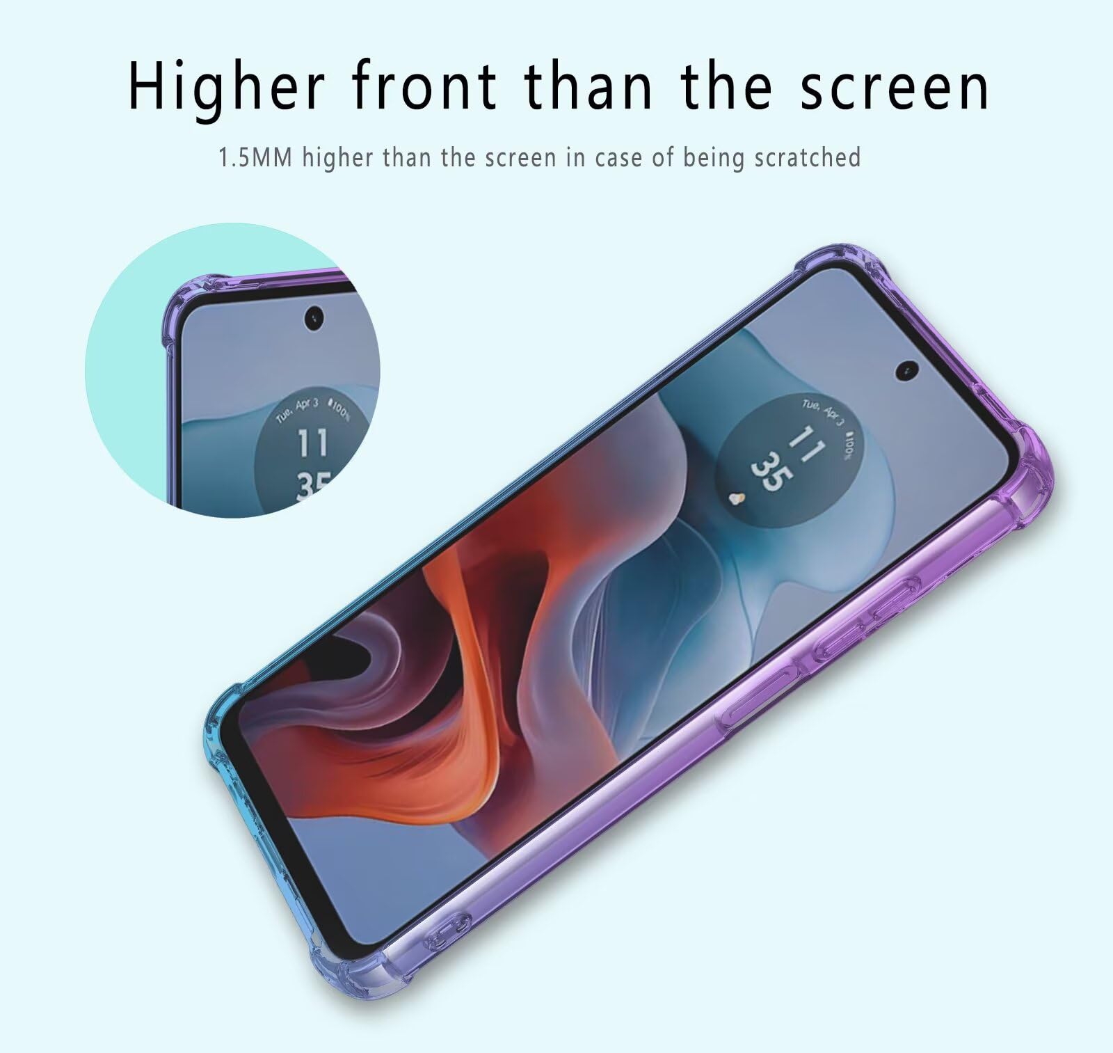 HONLEN Etui do Motorola Moto Edge 50 Fusion Case, przezroczyste etui z gradientem kolorystycznym TPU, silikonowe etui na telefon komórkowy, wzmocnienie z czterema narożnikami, czarno-złote