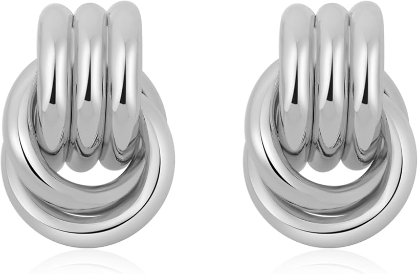 Trendy Gold Plated Knot Earrings for Women Chunky Statement Drop Dangle Earrings Lightweight Hypoallergenic Fashion Accessories Gold Jewelry Gifts for Womens 2