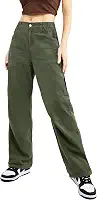 Calça cargo feminina cintura alta folgada com 7 bolsos calça casual de perna larga Y2K para mulheres calças de trabalho