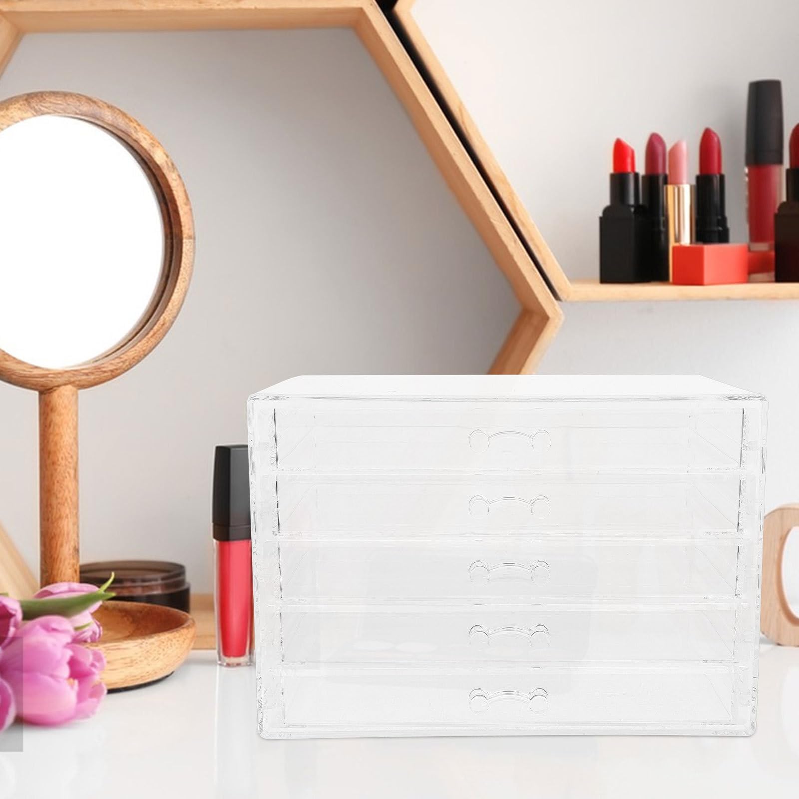 Organizador de Joyas Acrílico para Maquillaje Accesorios Lipsticks Pinceles y Bisutería para Escritorio Tocador o Baño