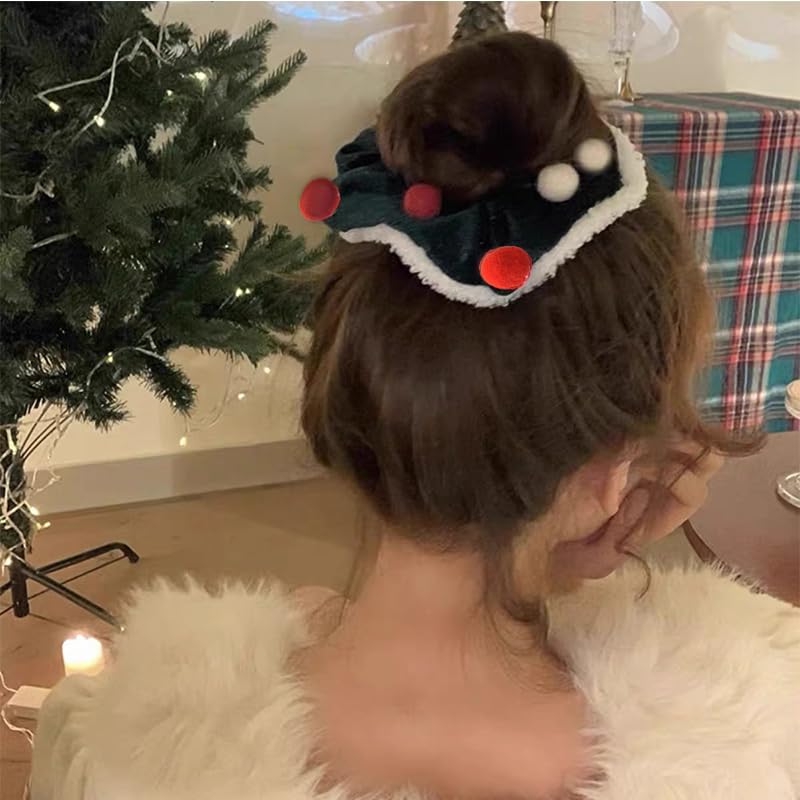 Christmas Hair Accessories Ponytail Holders for Women Girls Green Red Hair Bobbles for Thick Fine Hair Christmas Hair Scrunchies Xmas Christmas Hair Bands for Girls Women Christmas Gifts 2pcs - Image 3