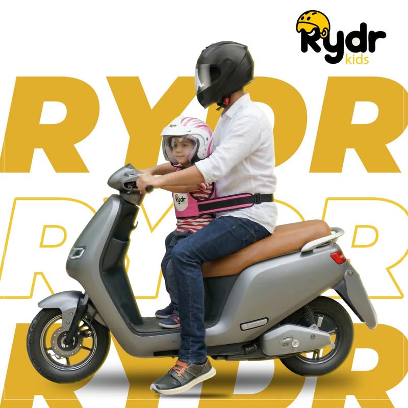 Image of RYDR Motorcycle Safety Harness for Kids | Reflective & Adjustable Two-Wheeler Safety Belt for Boys and Girls (2-12 Years) (Pink, Without Pocket)