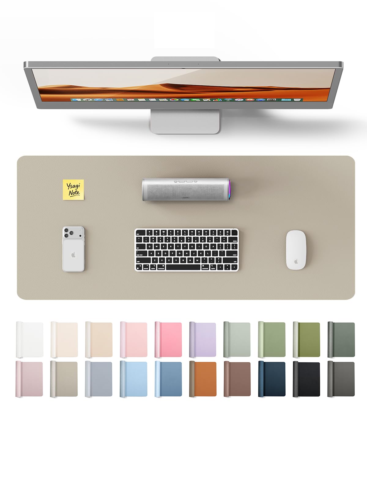 YSAGi Leather Desk Pad Protector, Office Desk Mat, Large Mouse Pad, Non-Slip PU Leather Desk Blotter, Laptop Desk Pad, Waterproof Desk Writing Pad for