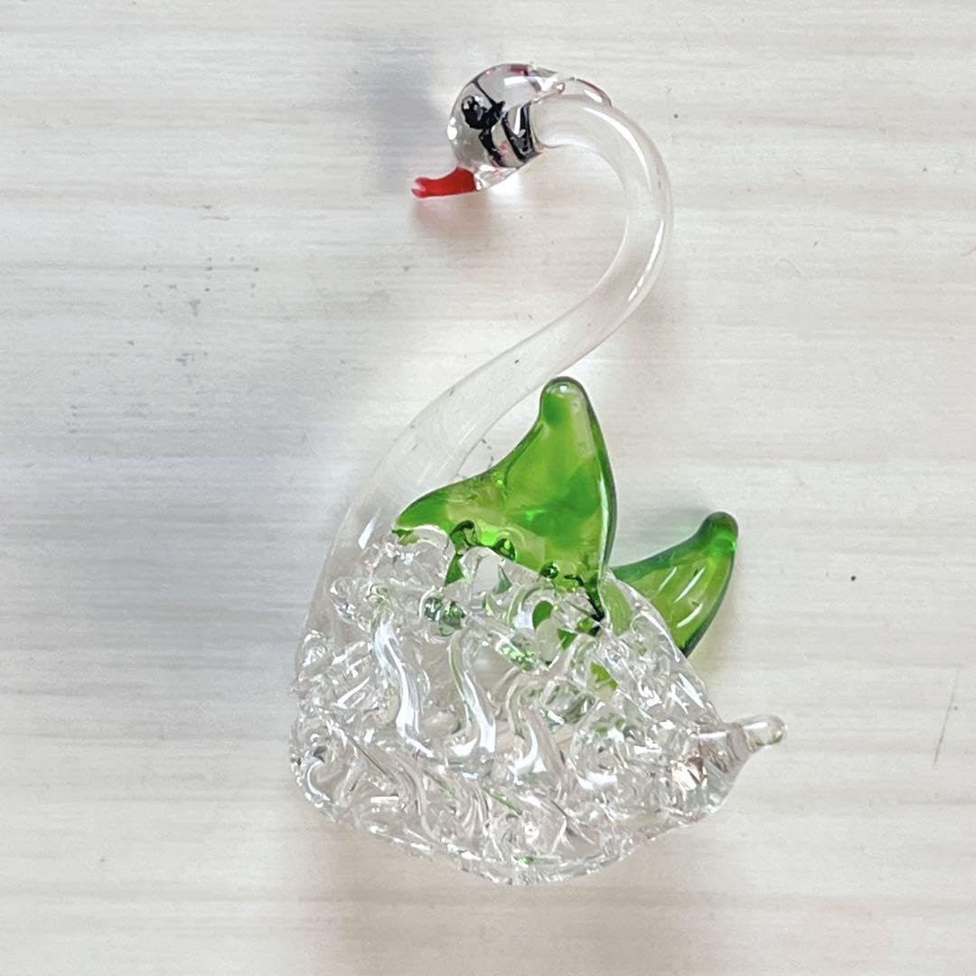 Amazon.co.jp: □ガラス細工白鳥ミニチュア工芸品緑動物