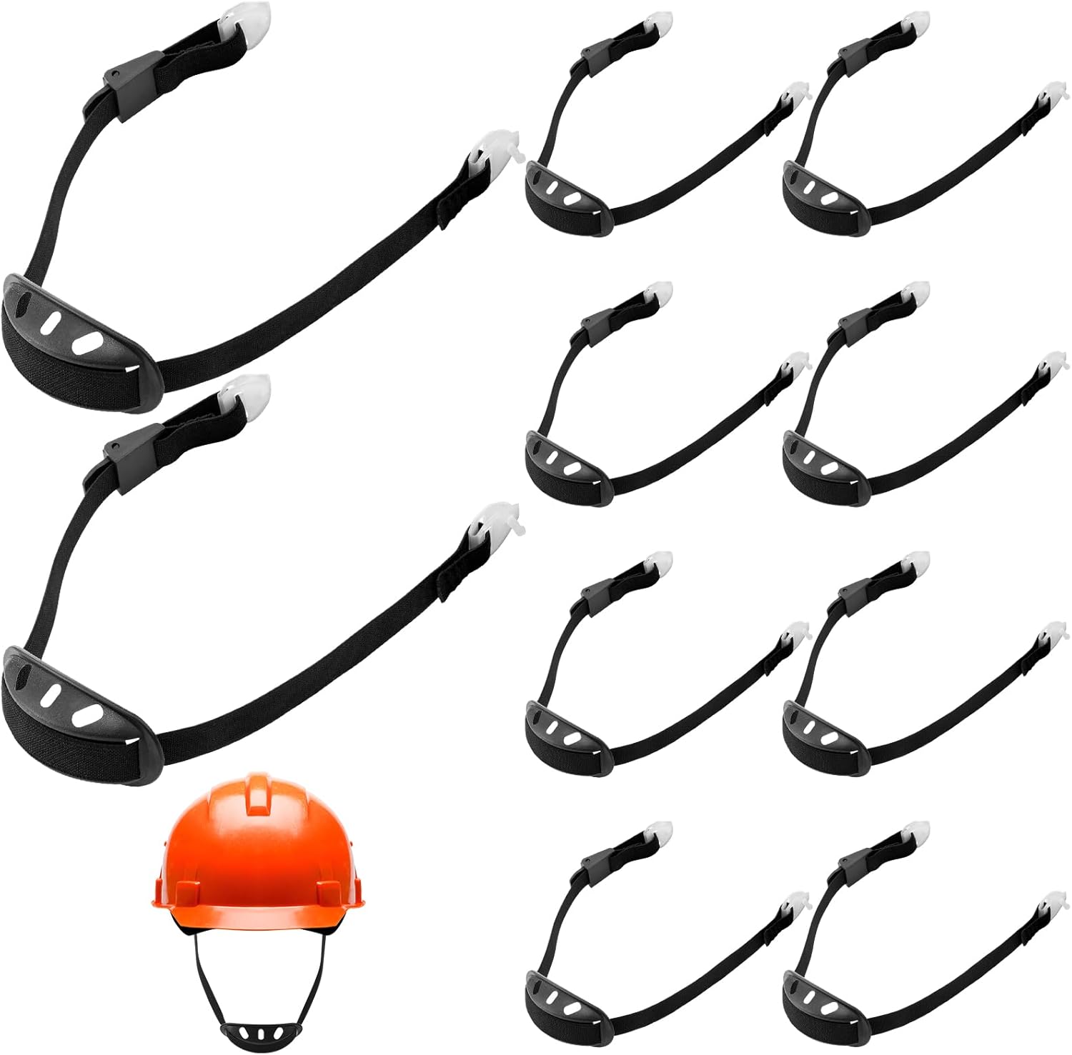 10 Pcs Universal Hard Hat Chin Strap with Chin Cup Elastic Helmet Strap Multi Point Adjustment Hard Hat Accessories Replacement for Construction Worker Guard Protection (Black) 10 Black