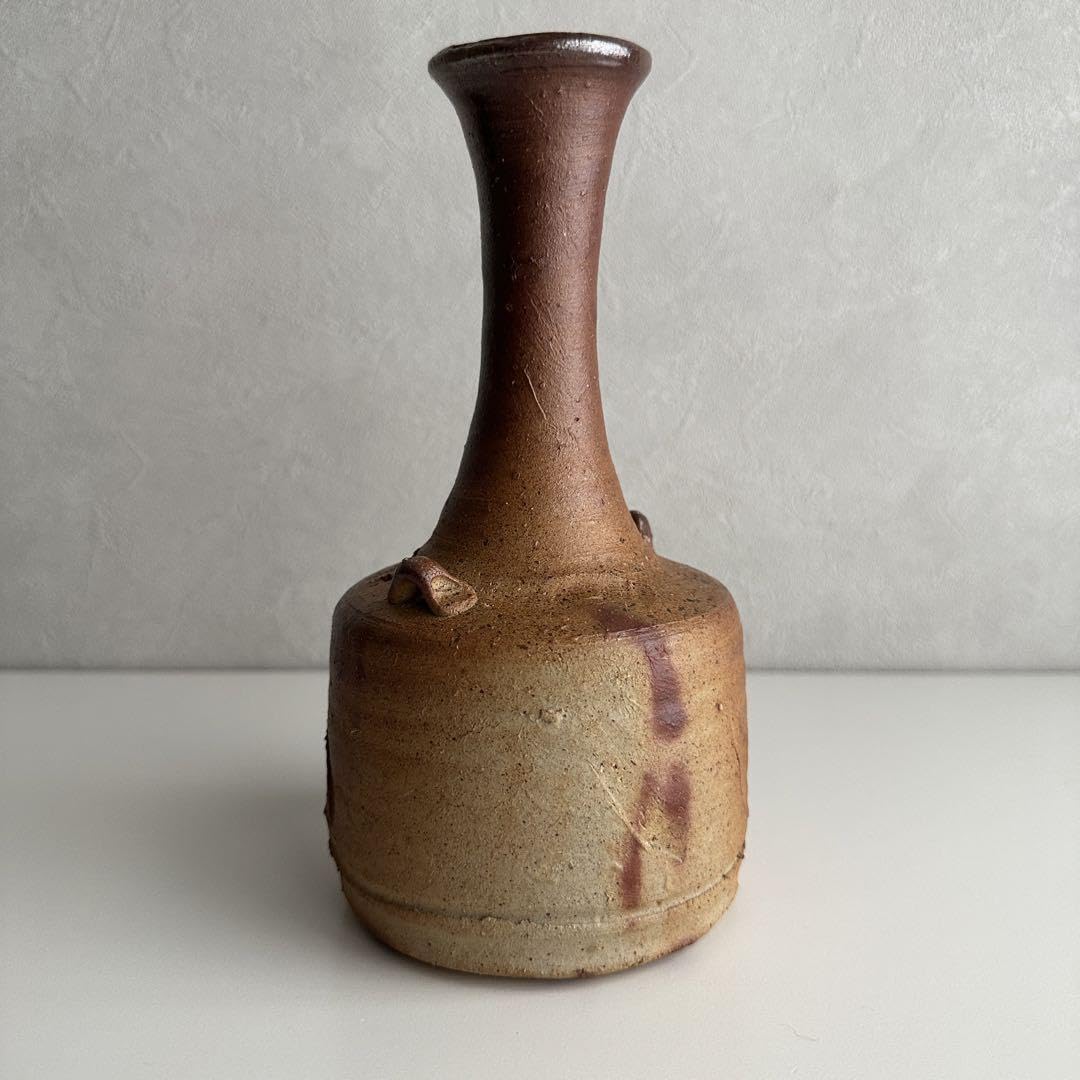 森風来 備前 花器 緋襷 花入 共箱 森風来 備前 花器 緋襷 花入 共箱 備前緋襷耳付