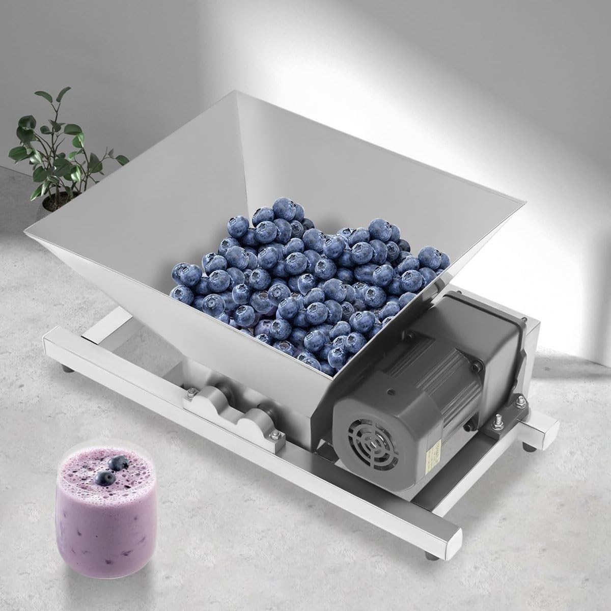 Moledora eléctrica de frutas, trituradora de uva y manzana de 4 litros, molinillo de acero inoxidable, salida de 20 kg/h para procesamiento de jugos y alimentos