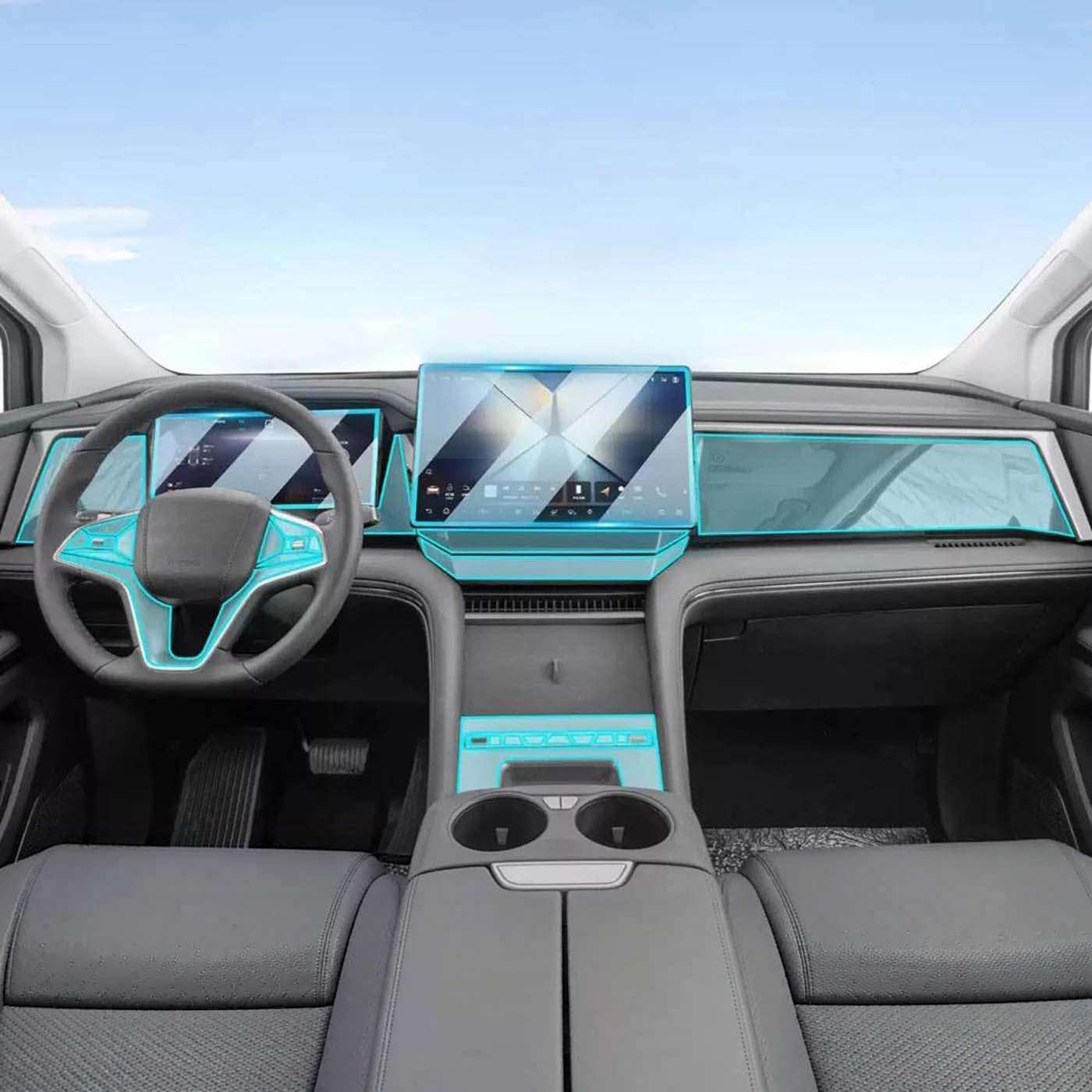 Car Interior TPU Film Center Console Media, for BYD M9 XIA 2025 Dashboard Navigation Sticker Protector Sticker