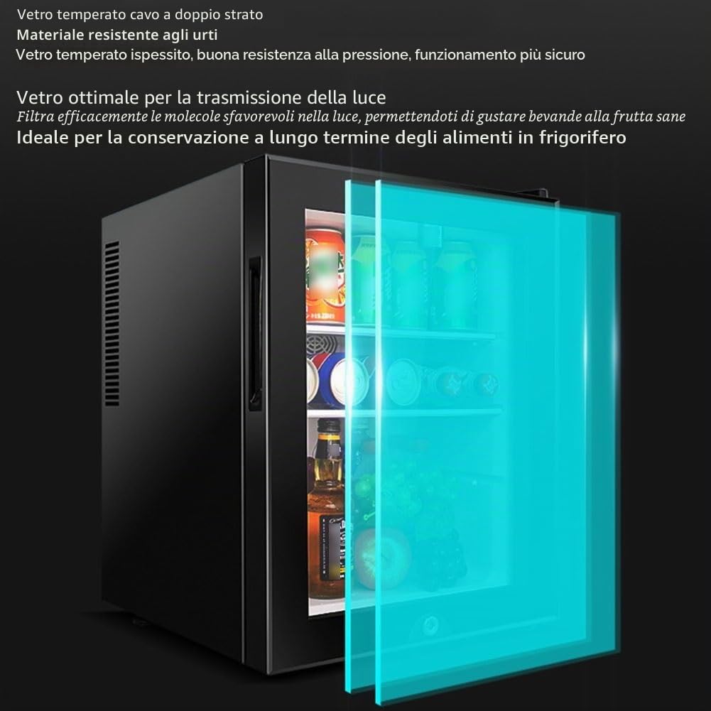 40L Mini Frigo Da Tavolo Frigorifero Per Bevande E Birra Autoportante Con Serratura Sotto Il Bancone Larder Con Raffreddamento E Calore Luce LED + Serratura E Chiave Per Alberghi, Camere Da Letto ( Co