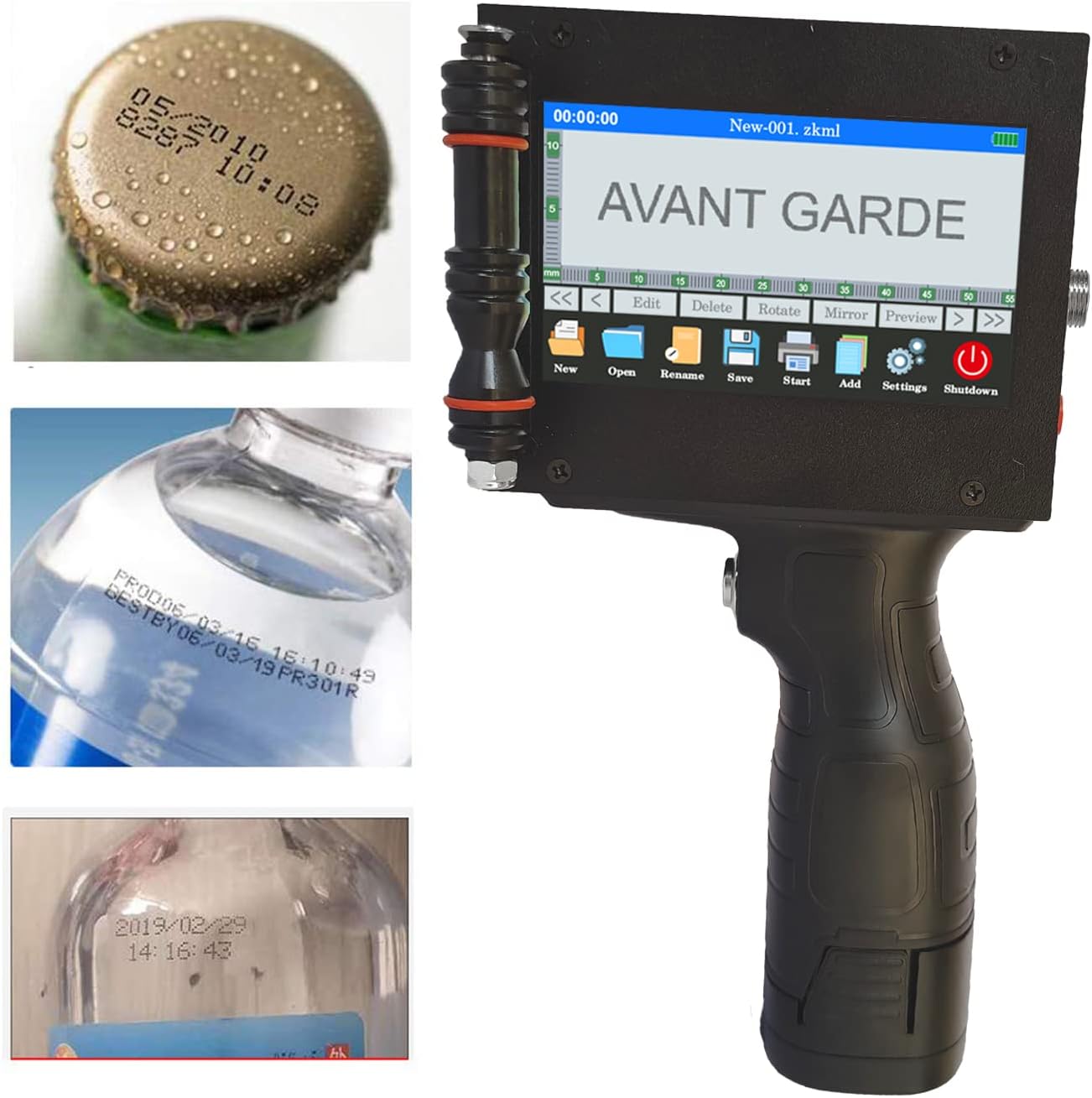 AVANT GARDE 12.7mm Industrial Thermal Handheld TIJ Batch Coding Printer/Machine for Mfg Date Number Mrp Expiry Logo QR Barcode on Liquid Detergent Plastic Bottles Tight Seal caps Pouches Refill Packs