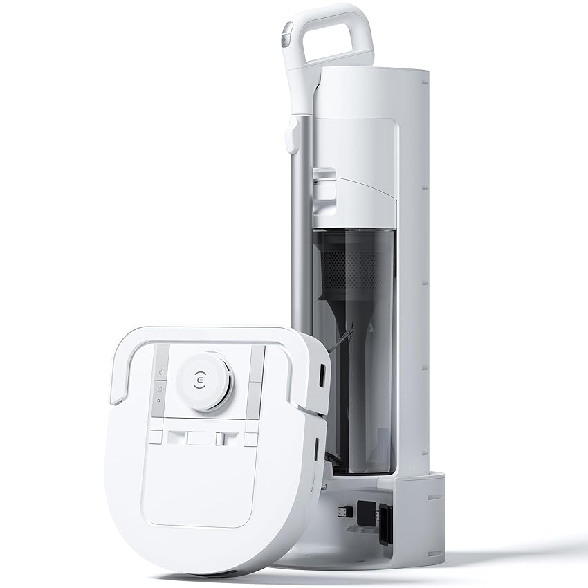 ECOVACS DEEBOT X5 HYBRID. Aspirapolvere Robot/Manuale 2-in-1 con Svuotamento Automatico, Tecnologia ZeroTangle 2.0, TrueDetect, Controllo via app e Mobilità Ottimizzata per una Pulizia Senza Sforzo