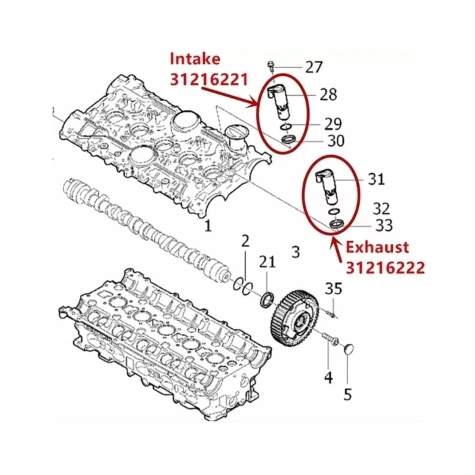 Misura Per Volvo C30/70 S40/60 V50/60 XC60/70 VVT Valvola A Fasatura Variabile Elettrovalvola 1478181 31216221 3073117 36002687 Solenoide valvola olio VVT