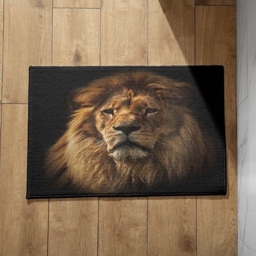 Tapis d'entrée 50x80 cm lion pour protéger votre maison de la poussière