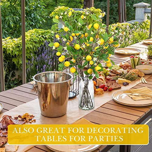 Yilloog 8 Pcs 32 Inches Artificial Lemon Branches Yellow Faux Lemon Stems Spring Summer Citrus Fruit Branches Fake Lemon Decor For Kitchen Party Decorations Farmhouse Home Table Centerpieces #TOP6
