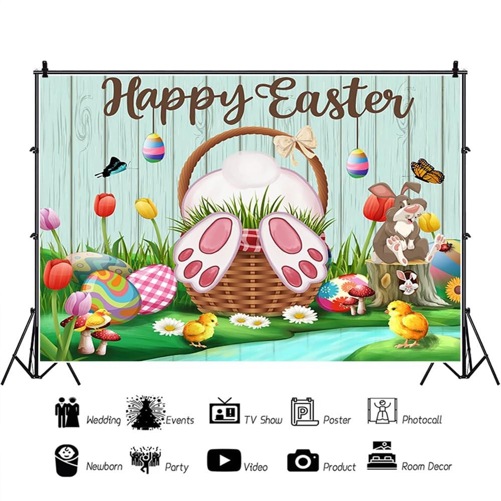 SDOTPMT 8x6ft Happy Easter Day Polyester Backdrop Cartoon Bunny Rustic  Wooden Board Garden Tulip Daisy Floral Colorful Eggs Background for Kids  Birthday Baby Shower Egg Hunt Festival Party Decor: Amazon.co.uk:  Electronics &