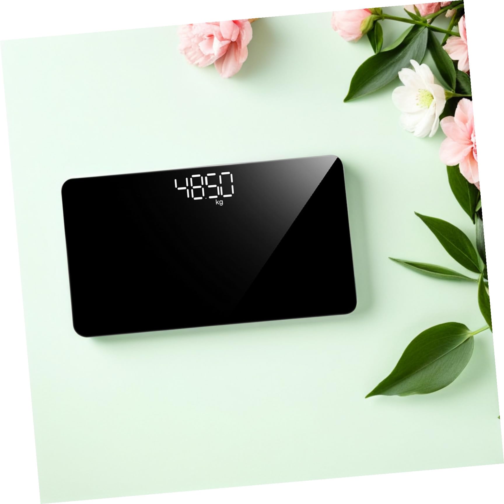 Bilancia Digitale Pesapersone Ricaricabile Superficie a Specchio, Bilancia da Viaggio Compatta 25x14 Cm, Display Digitale Rapido per Uso Domestico, Ufficio e Fitness