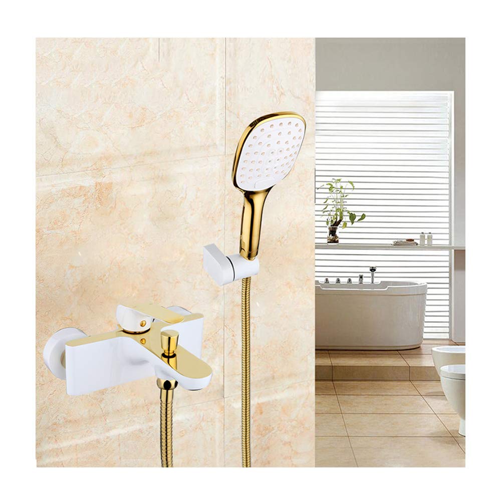 Messing-Badewannenarmatur mit kaltem und heißem Wasser, Einhand-Badezimmer-Wannenarmatur, Wandmontage, Bad-Dusch-Mischbatterien mit Handbrause