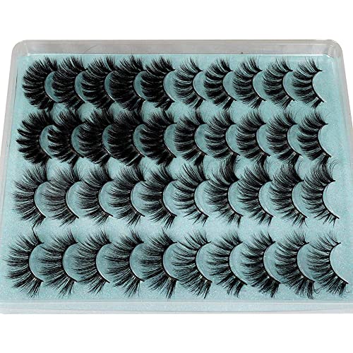 20 Pairs False Eyelashes Natural Look 3D Faux Mink Lashes Wispy 4 Styles Mixed Fluffy Lashes Strip Crossed Volume Fake Eyelashes Pack Wholesale
