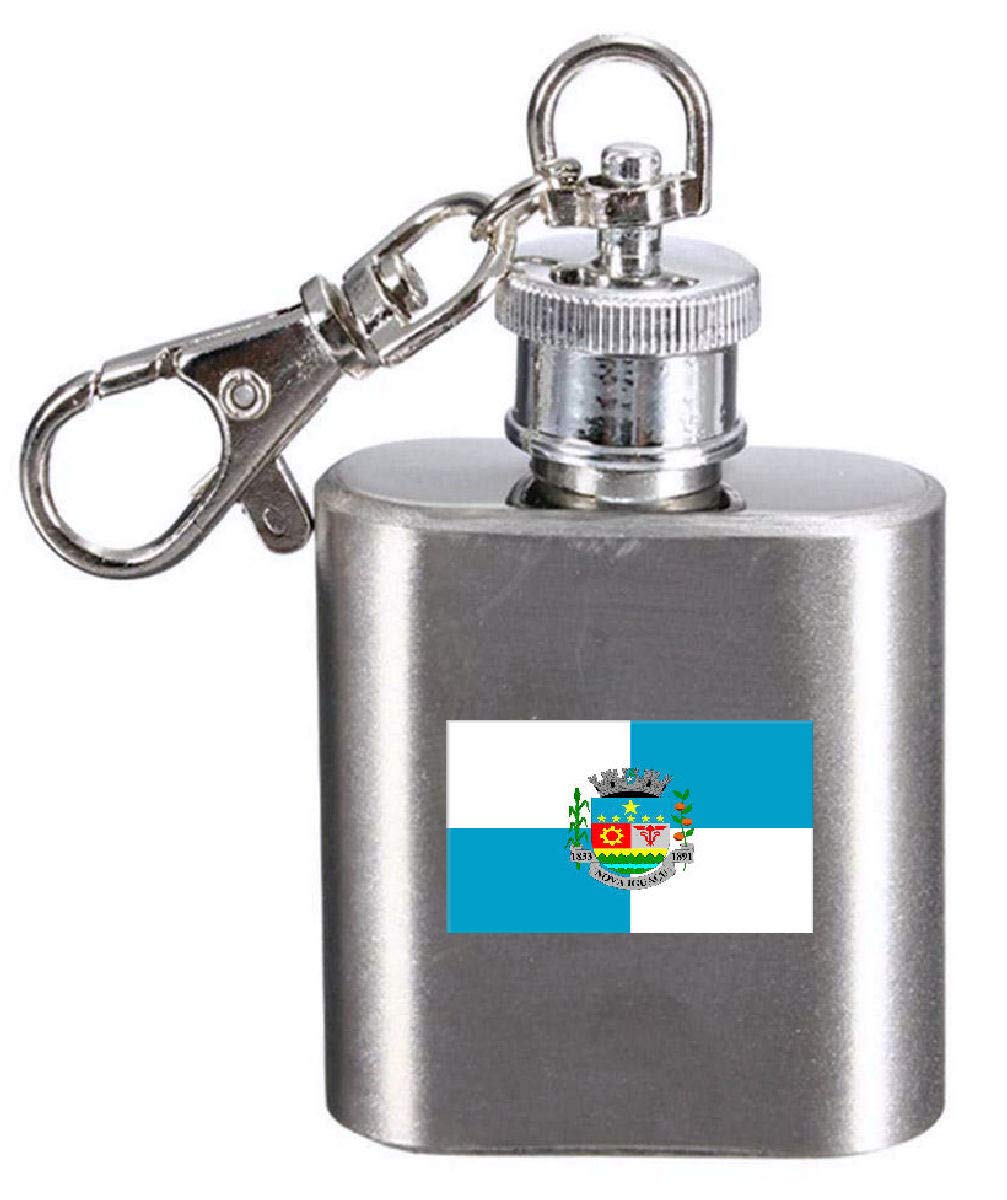 Flasque porte-clés Nova Iguacu en acier gravé, un accessoire durable