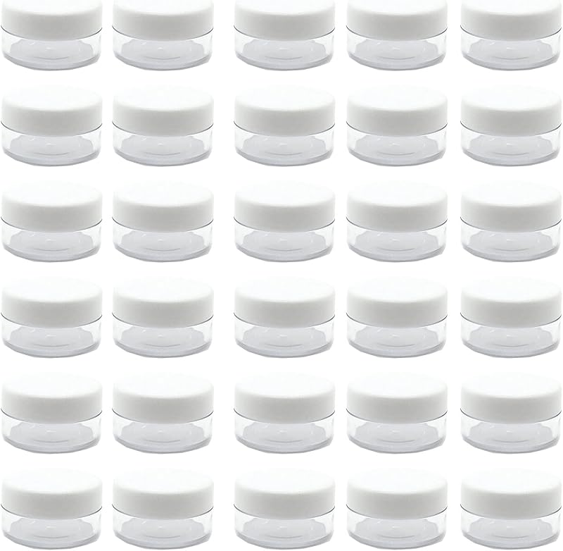 MYYZMY Frascos Recarregáveis para Amostras com Tampa Branca, 30 Unidades de 10 g