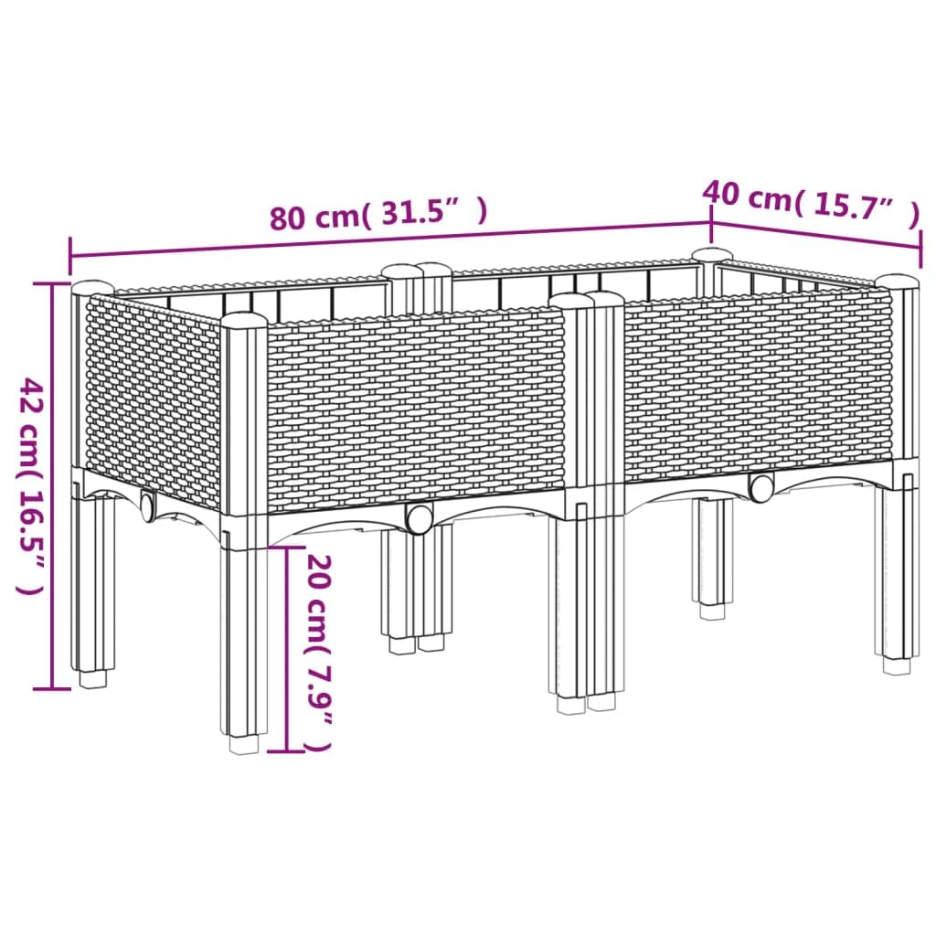 vidaXL Fioriera da Giardino con Gambe Grigio Chiaro 80x40x42 cm in PP