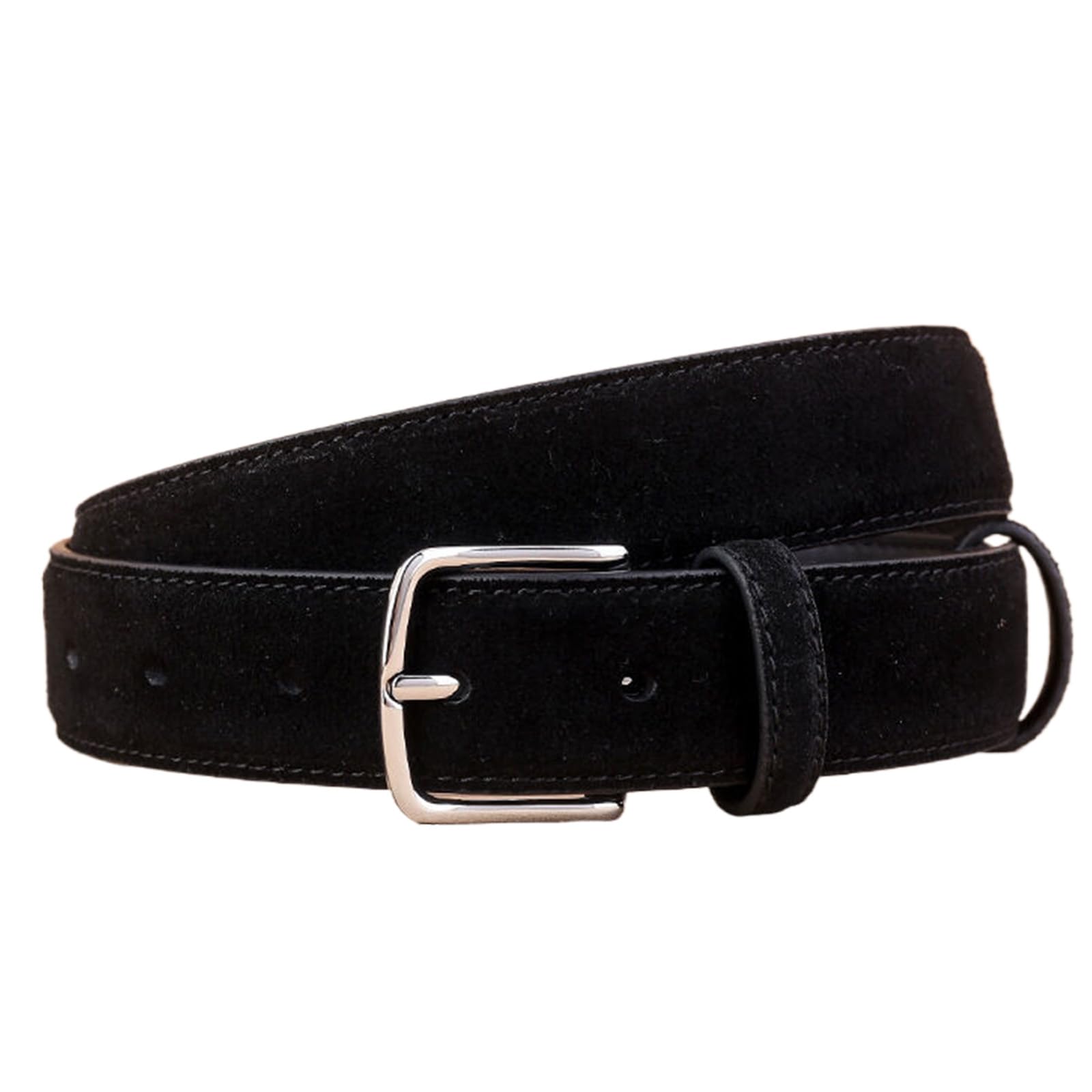 Jiary Women's Black ,100Cm/39.4'', Suede Belts For Jeans, Trendy Elegant Genuine Leather Belts For With Silver Buckle For Dress Pants Coat