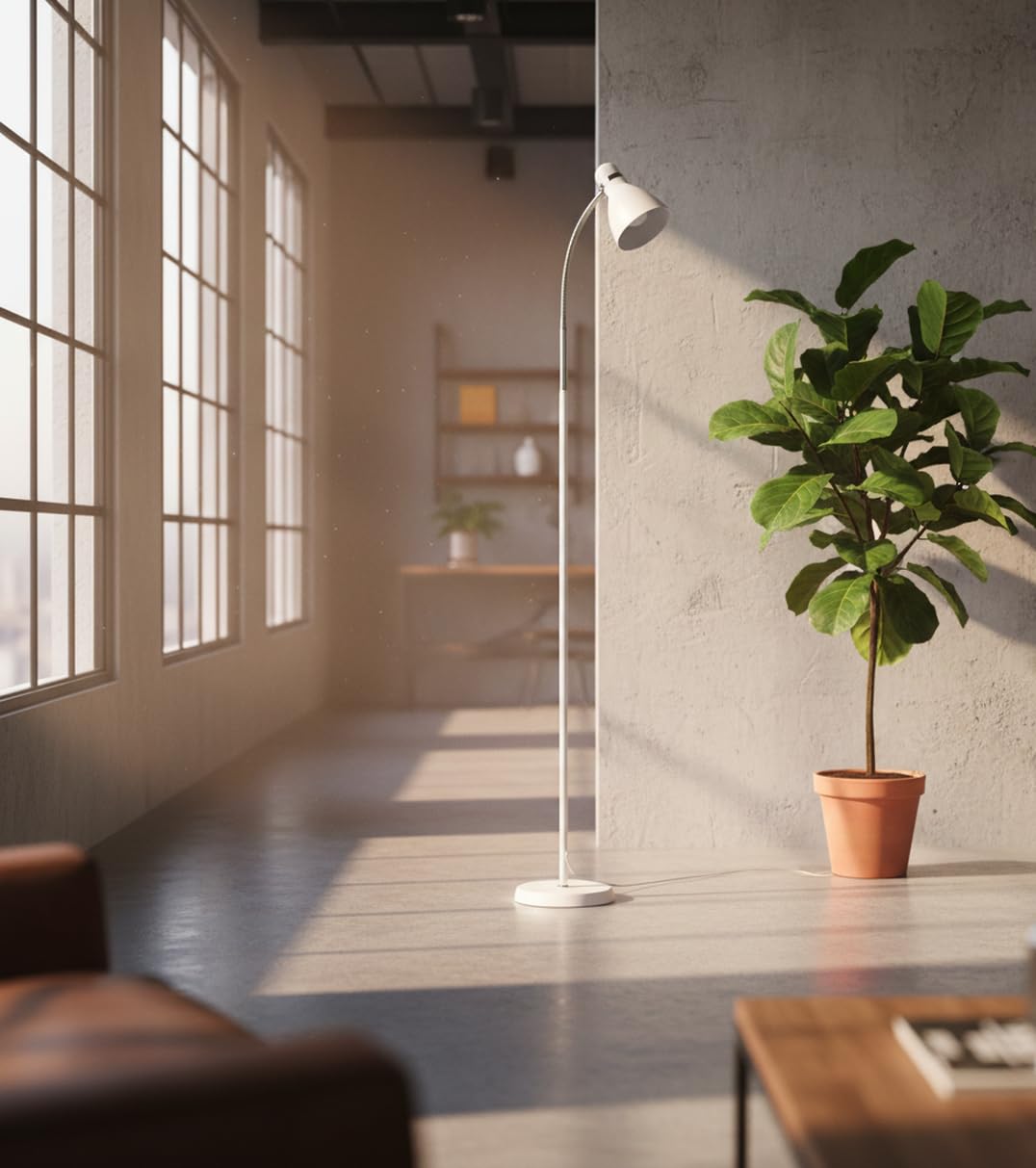 BEL AIR HOME - Lampada da Terra Megara, Piantana Moderna in Metallo con Testa Regolabile per Salotto e Camera da Letto (Lampadina non inclusa) (BIANCO)