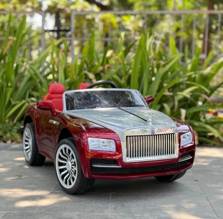 Image of Kawaii Kids AMR GT Battery Operated Sports Car for Kids with Music & Light for 1 to 5 Years Kids | Manual Plus Remote Control | 12V Battery (Rolls Royce, Cherry Red)