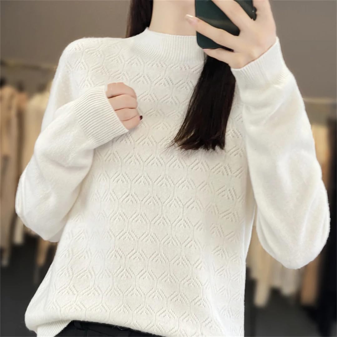 Maglione da donna in misto lana a metà collo aperto maglione lavorato a maglia plaid maglione a cavo spesso