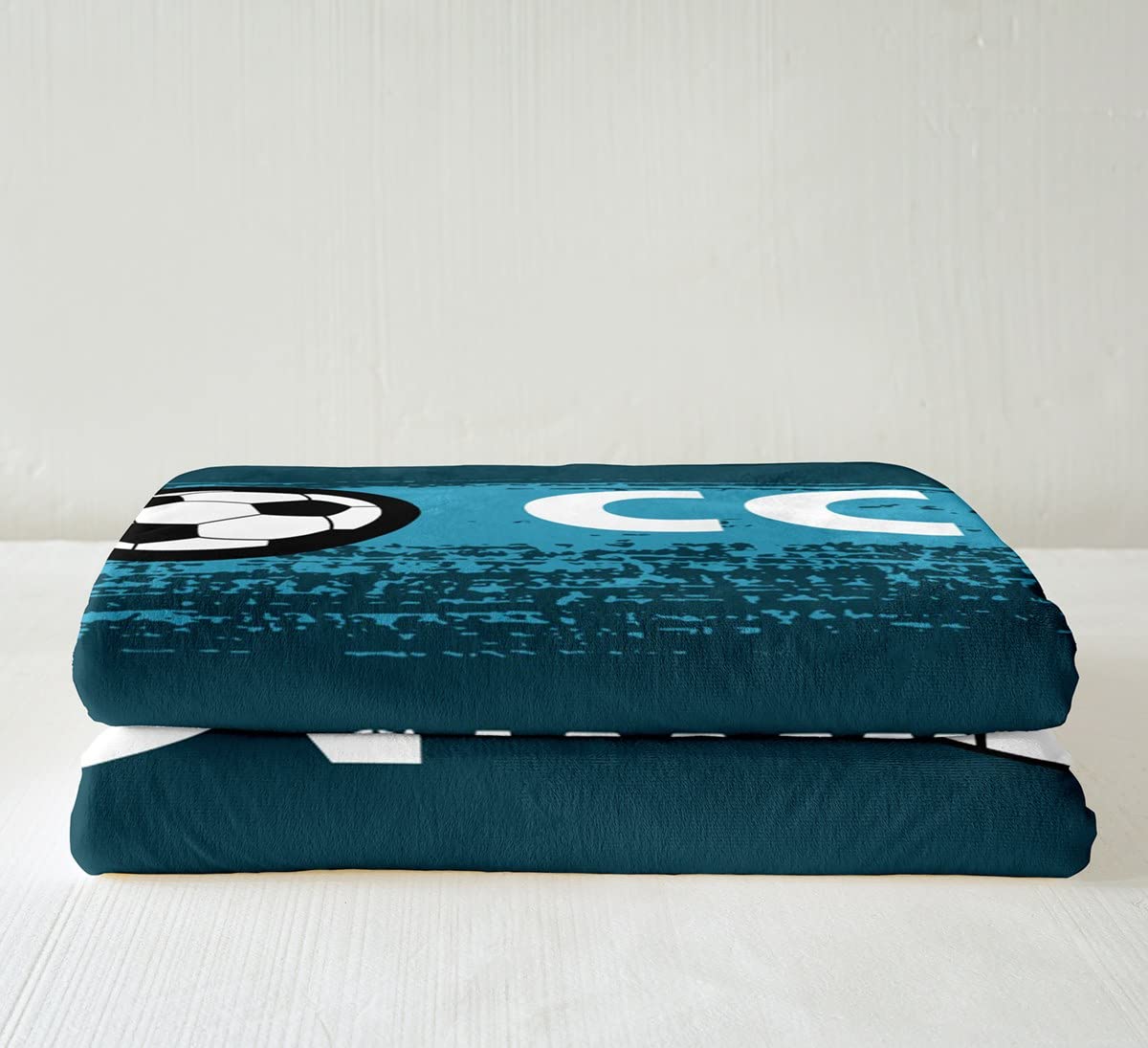 Coperta in pile da calcio per ragazzi, 3D, per sport calcistici, per bambini, adolescenti, uomini, calcetto, sfocata, per divano letto, decorazione verde scuro, 200 x 220 cm