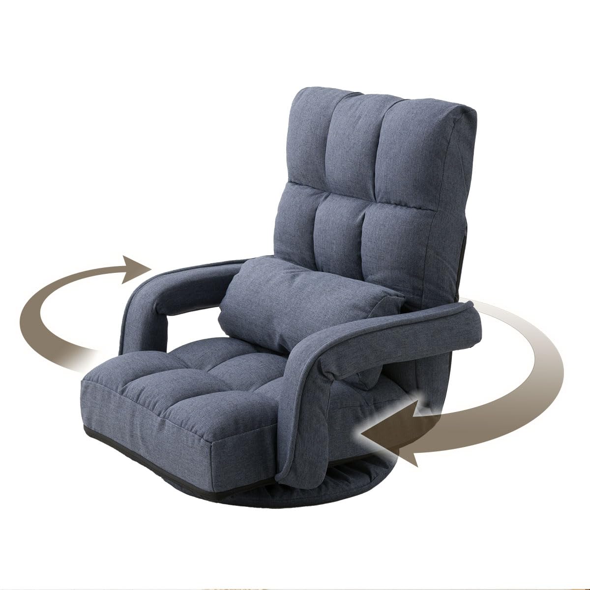 ふかふかリクライニング座椅子14段階 レバー式 コンパクト ネイビーブルー