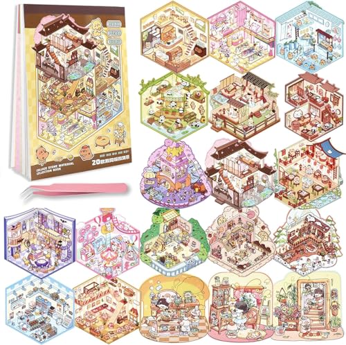El Mejor Listado de Pegatinas que Puedes Comprar On-line. 41 20 Hojas DIY Escena de Pegatinas con Pinzas, 3D Calcomanías de Escena en Miniatura, Pegatinas para Niños, Calcomanias Decorativas, Pegatinas Divertidas, Regalos para Adultos y...